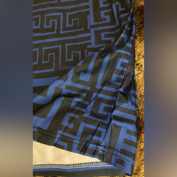 Aztec Ziggy-Zag Design Size 5XL Royal Blue/Black Tee Shirt NEW Extra Big Man Top - Picture 7 of 10